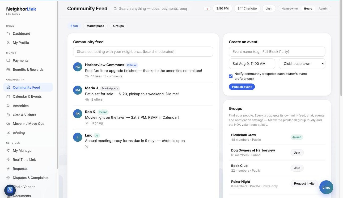 Link360 community feed
